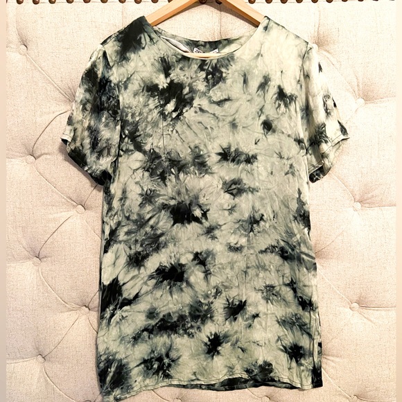 Zara Black & Green tie Dye Long Batik T-Shirt | Size L - Picture 3 of 5